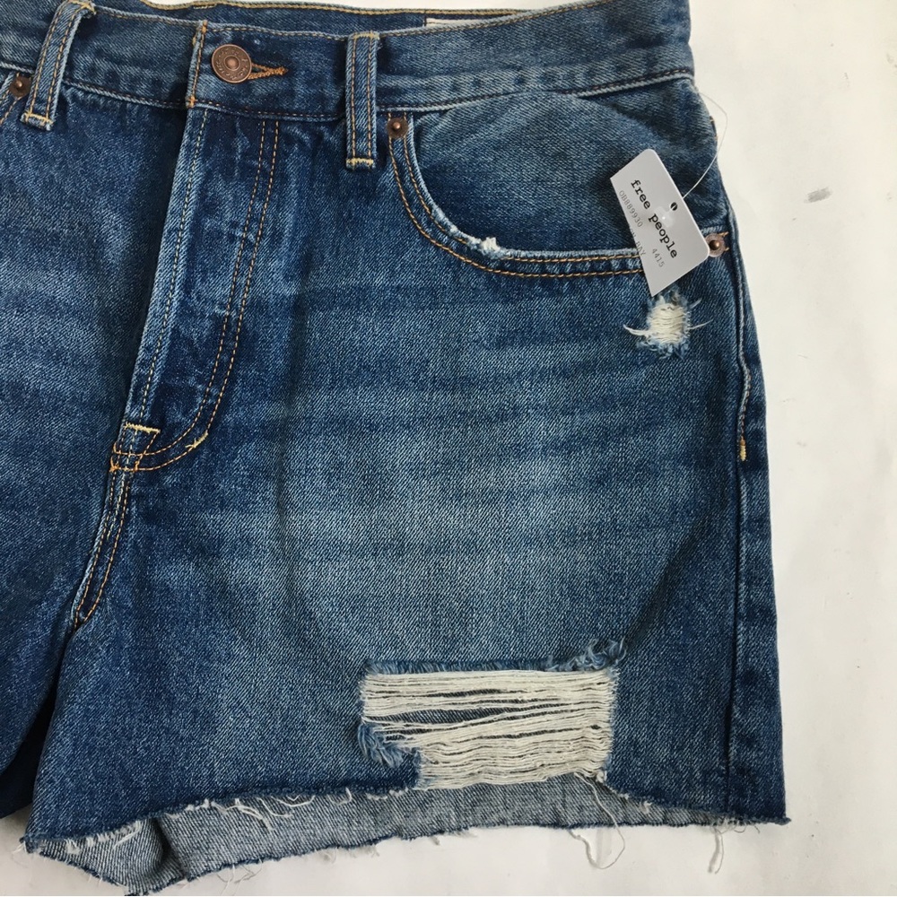 Free People Sophia Mid Rise Distressed Buttonfly Cut Off Denim Jean Shorts 31 - Picture 5 of 15